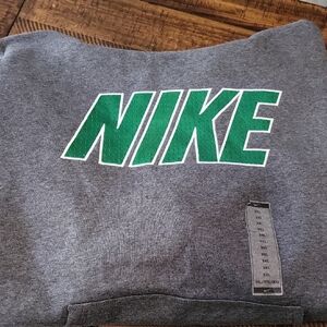 Nike Heather Gray Hoodie with Vibrant Green Logo - Small Flaw